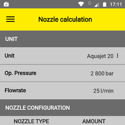 Water Jetting Calculator app